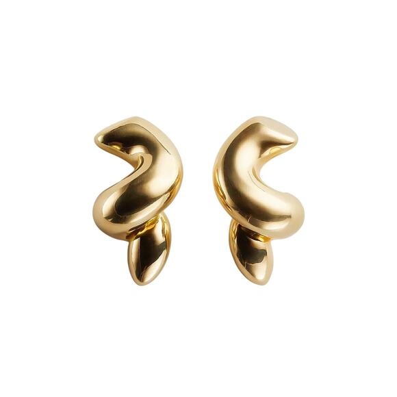 Bottega Veneta NWT Corkscrew 18k Gold Plated Silver Earrings - Picture 1 of 8